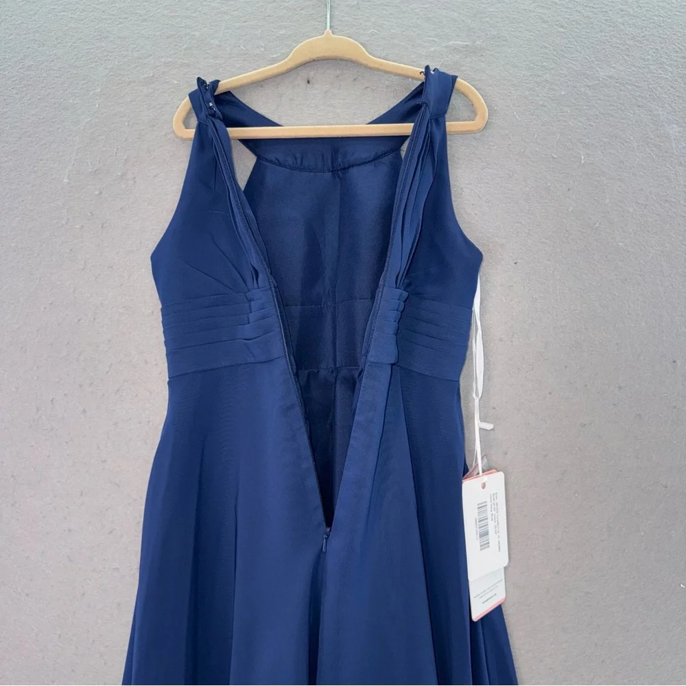 JJ’S House- NWT junior Ilona blue chiffon A-line pleated sleeveless dress SZ 6-7